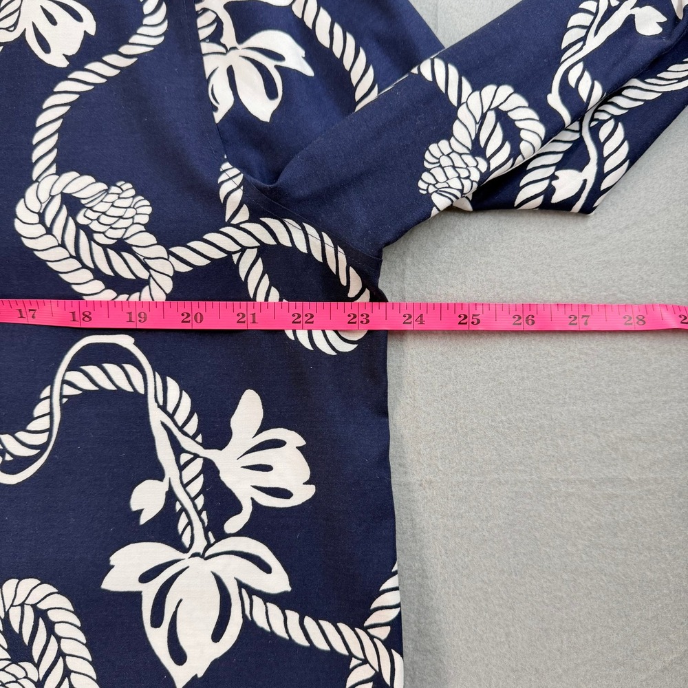 Chicos Navy Blue Button Down Shirt 3XL Nautical Rope Print Coastal Career Wear - Picture 6 of 9